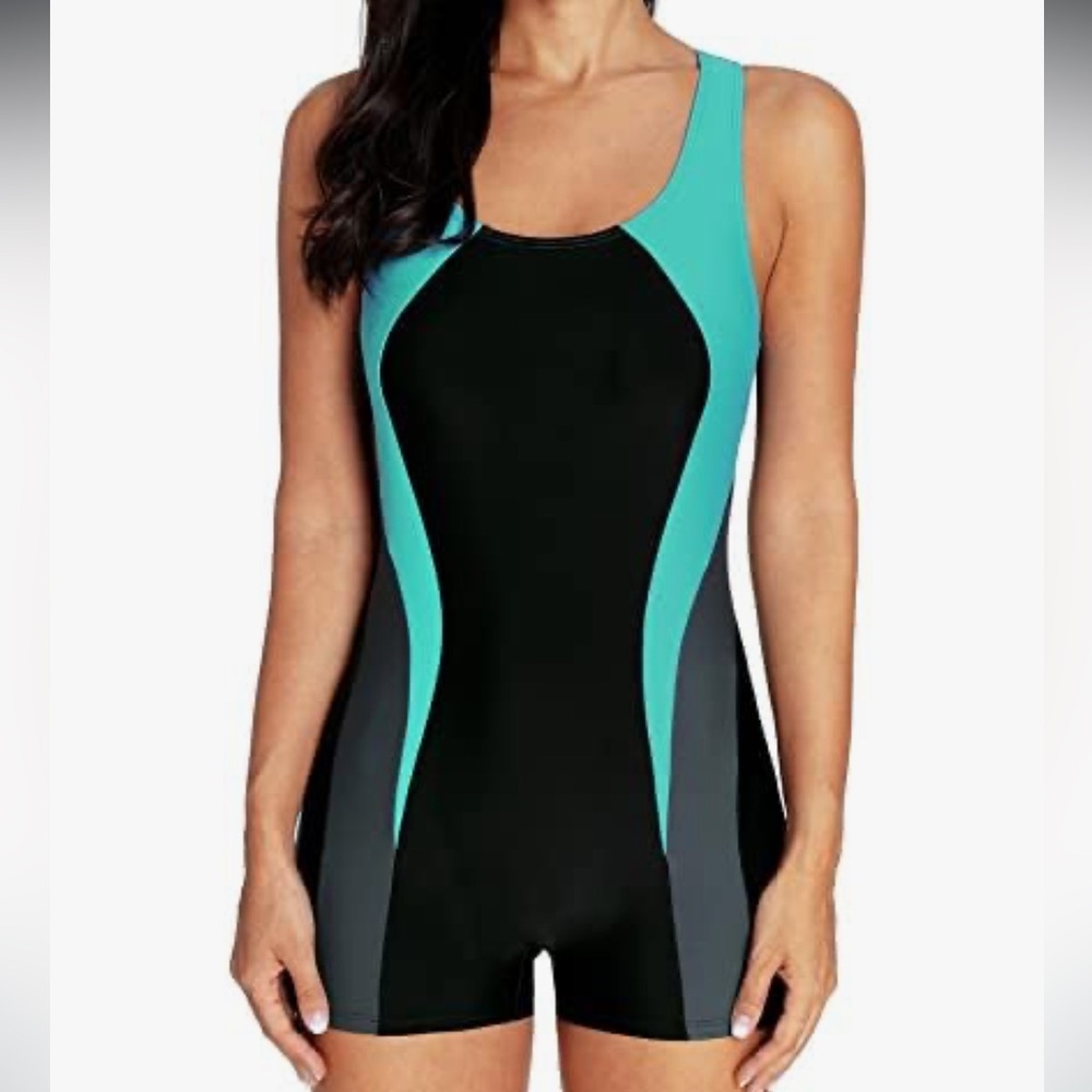 Charmo Womens Boyleg One Piece Swimsuit Athletic Swimwear Lap Bathing Suit